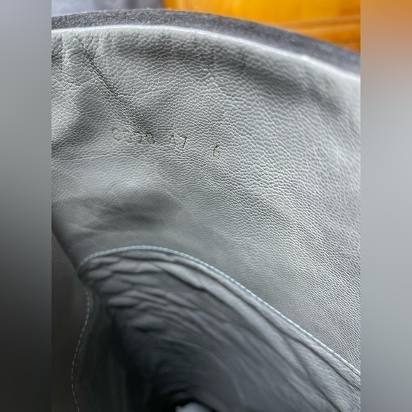 New Bally Vintage 80's Gray Suede Leather Tall Heeled Boots w/ Applique US 6    - Picture 11 of 13